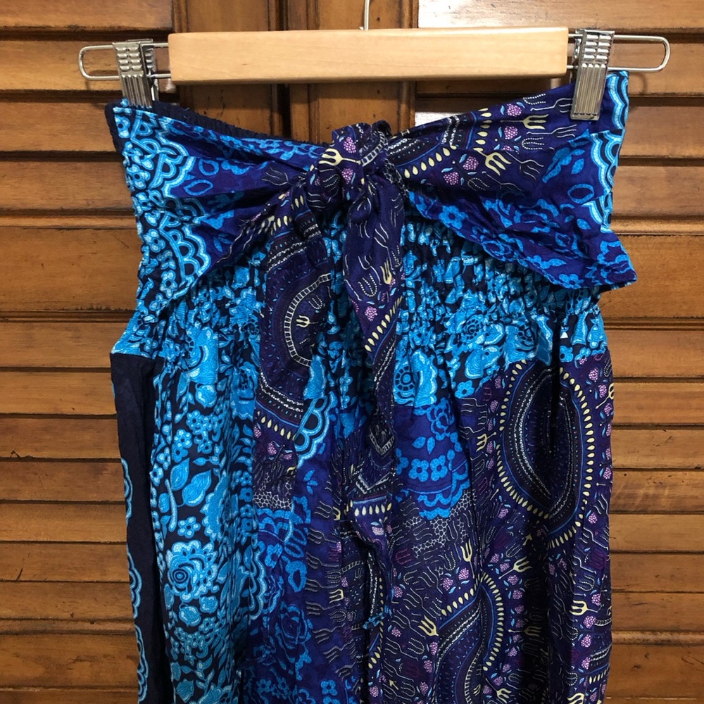 NEW! 🟦Blue & Purple🟪 Boho Print Maxi Skirt/Halter Dress - Size Large - Picture 4 of 10